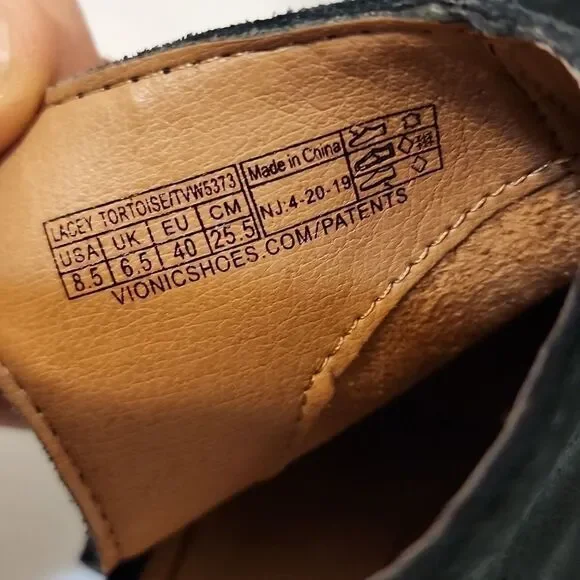 Vionic Lacey Tortoise Black Suede Slingback Heels 8.5 - Picture 7 of 9